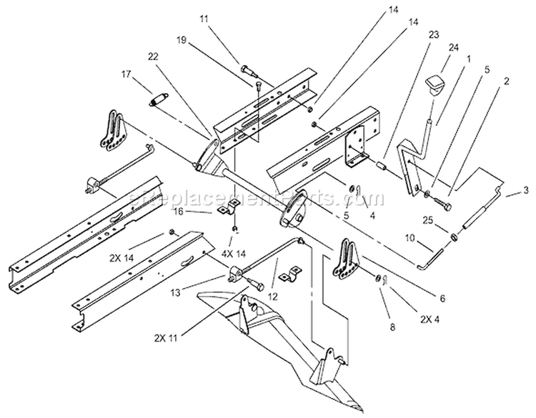 Height of Cut Assembly Diagram and Parts List for 71283 240000001-240999999 - 2004 Toro Lawn Tractor