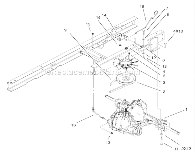 Hydro Transaxle Assembly Diagram and Parts List for 71283 240000001-240999999 - 2004 Toro Lawn Tractor