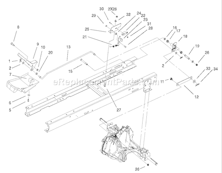 Hydro Transaxle Control and No Mow In Reverse Assembly Diagram and Parts List for 71283 240000001-240999999 - 2004 Toro Lawn Tractor