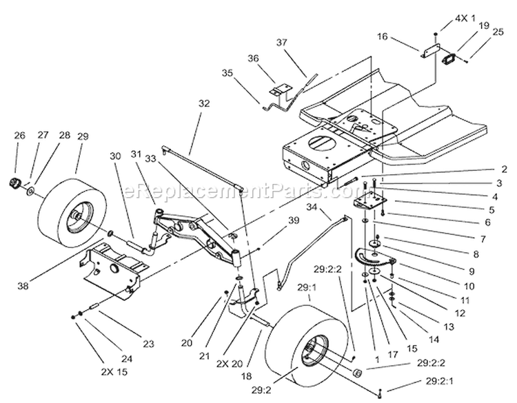 Steering Component Assembly Diagram and Parts List for 71283 240000001-240999999 - 2004 Toro Lawn Tractor