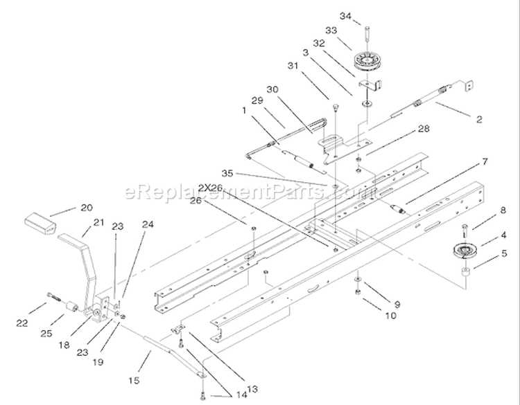 Traction Brake Assembly Diagram and Parts List for 71283 230000001-230999999 - 2003 Toro Lawn Tractor