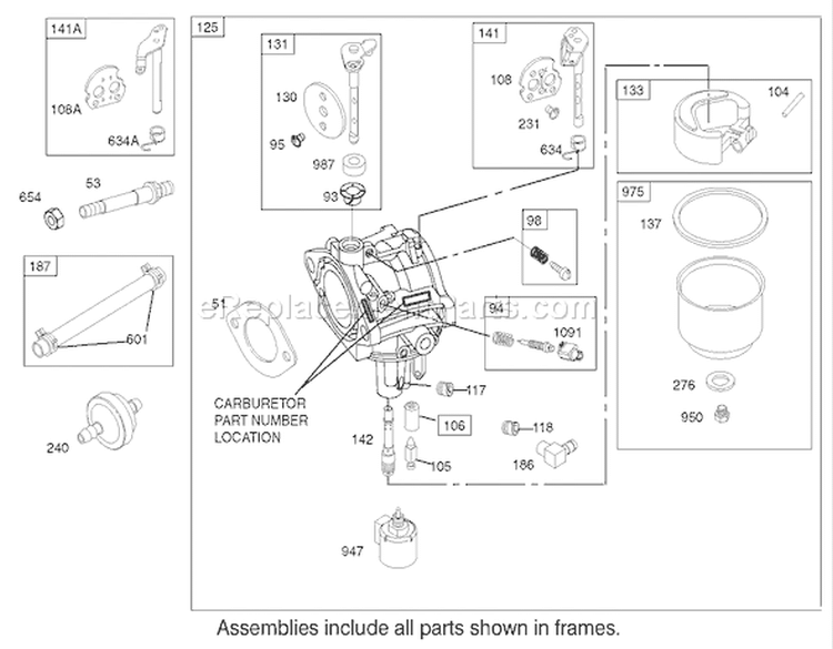 Carburetor Assembly Briggs and Stratton 31F777-0123-E1 Diagram and Parts List for 71283 230000001-230999999 - 2003 Toro Lawn Tractor