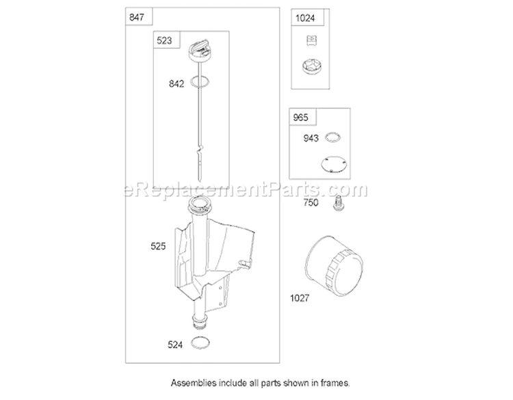 Oil Filter, Tube and Pump Assembly Briggs and Stratton 31H777-0177-E1 Diagram and Parts List for 71285 240000001-240999999 - 2004 Toro Lawn Tractor