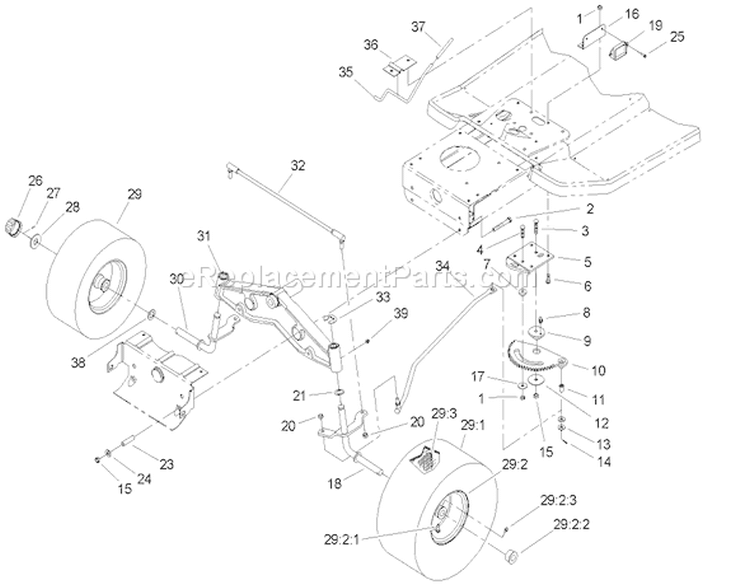Steering Component Assembly Diagram and Parts List for 71285 240000001-240999999 - 2004 Toro Lawn Tractor