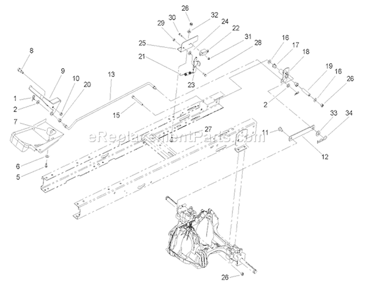 Transaxle Installation Assembly Diagram and Parts List for 71285 240000001-240999999 - 2004 Toro Lawn Tractor