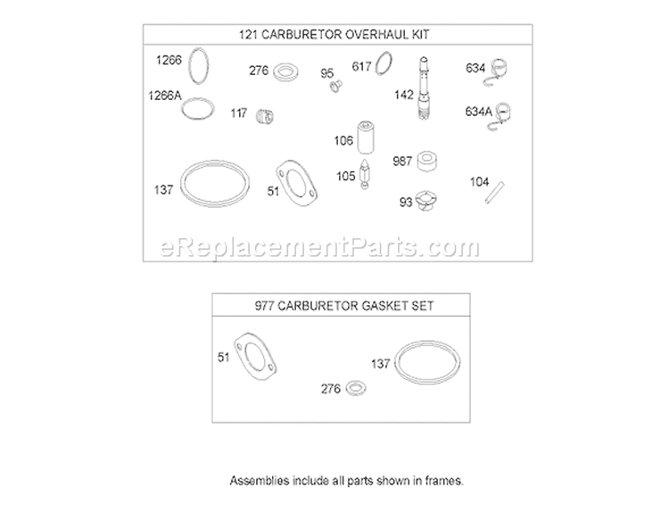 Carburetor Overhaul Kit Assembly Briggs and Stratton 31H777-0177-E1 Diagram and Parts List for 71285 240000001-240999999 - 2004 Toro Lawn Tractor