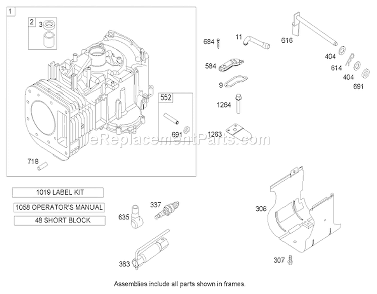 Cylinder Assembly Briggs and Stratton 31H777-0177-E1 Diagram and Parts List for 71285 240000001-240999999 - 2004 Toro Lawn Tractor
