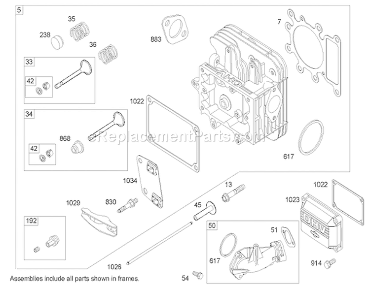 Cylinder Head Assembly Briggs and Stratton 31H777-0177-E1 Diagram and Parts List for 71285 240000001-240999999 - 2004 Toro Lawn Tractor