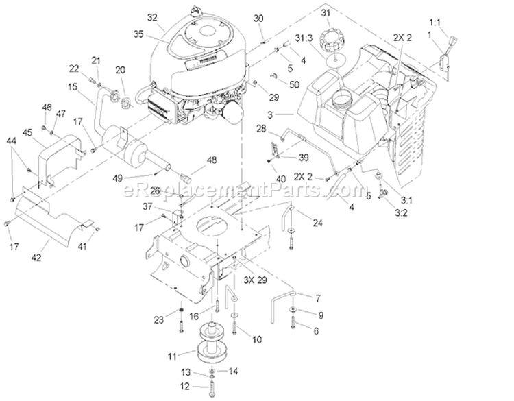 Engine System Assembly Diagram and Parts List for 71285 240000001-240999999 - 2004 Toro Lawn Tractor