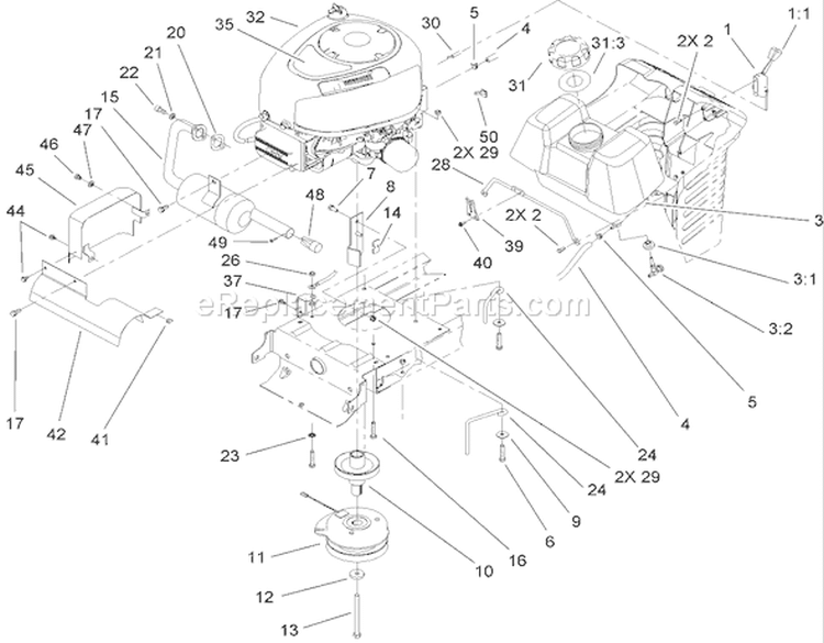 Engine Assembly Diagram and Parts List for 71286 260000001-260999999 - 2006 Toro Lawn Tractor