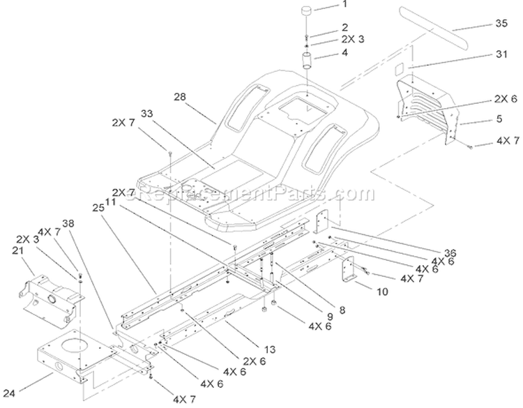 Frame and Body Assembly Diagram and Parts List for 71253 280000001-280999999 - 2008 Toro Lawn Tractor