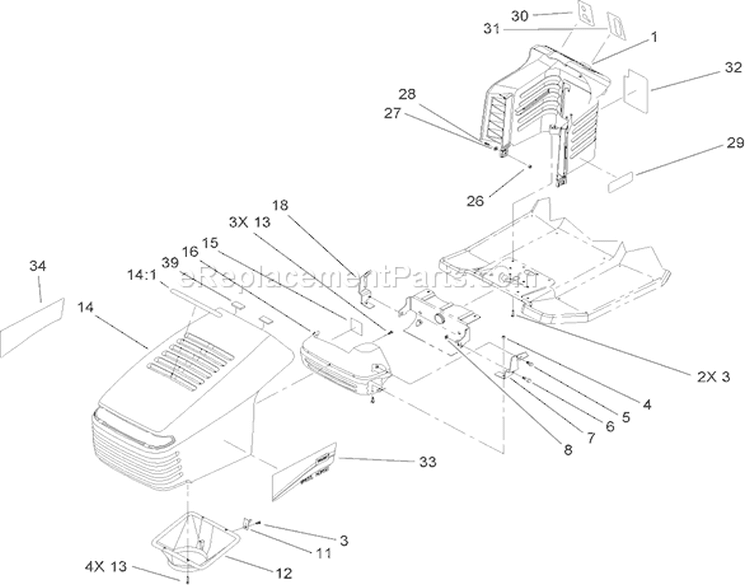 Hood and Tower Assembly Diagram and Parts List for 71286 260000001-260999999 - 2006 Toro Lawn Tractor