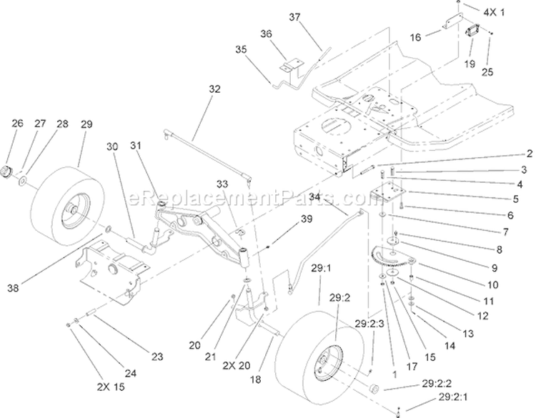 Steering Assembly Diagram and Parts List for 71253 280000001-280999999 - 2008 Toro Lawn Tractor