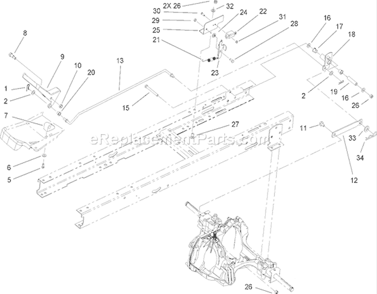 Transaxle Installation Assembly Diagram and Parts List for 71253 280000001-280999999 - 2008 Toro Lawn Tractor