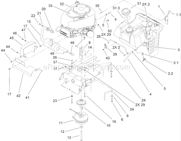Engine Assembly Diagram and Parts List for 71286 270000001-270999999 - 2007 Toro Lawn Tractor