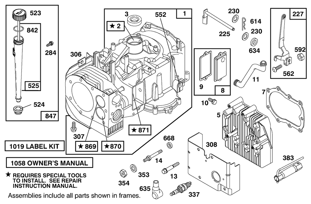 Engine Briggs & Stratton Model 28m707-0127-01 Diagram and Parts List for 71205 6900001 - 6999999 Toro Lawn Tractor