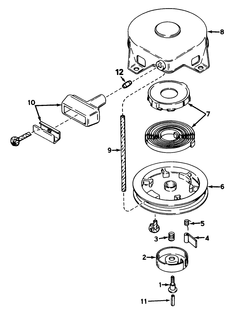 Rewind Starter No. 590420a Diagram and Parts List for 20675 6000001 - 6999999 Toro Lawn Mower