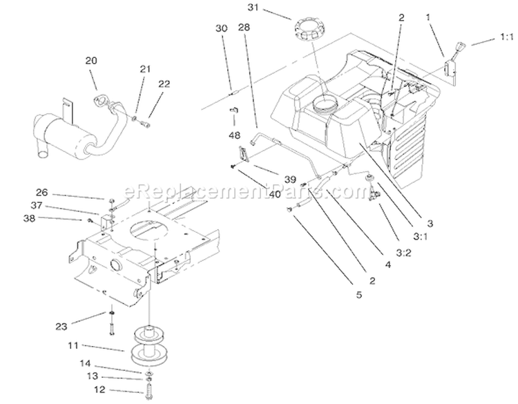 Engine Systems Components Assembly Diagram and Parts List for 71300 200000001-200999999 - 2000 Toro Lawn Tractor