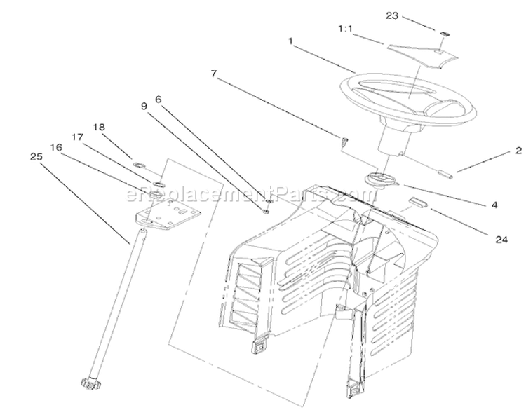 Fixed Steering Assembly Diagram and Parts List for 71300 200000001-200999999 - 2000 Toro Lawn Tractor