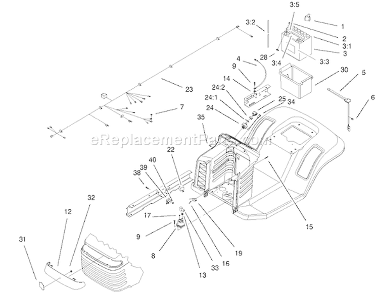 Electrical Components Assembly Diagram and Parts List for 71300 200000001-200999999 - 2000 Toro Lawn Tractor