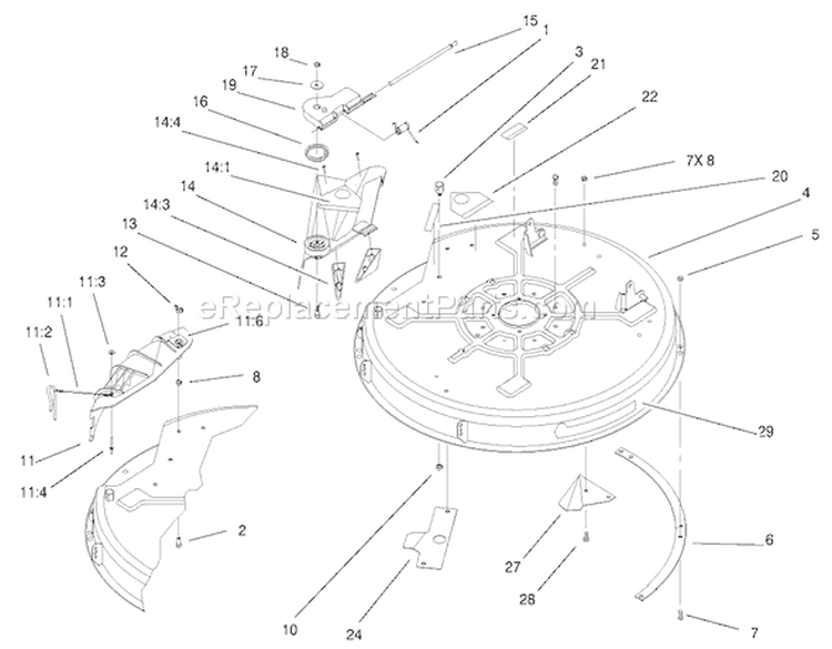 Deck Assembly Diagram and Parts List for 71301 210000001-210999999 - 2001 Toro Lawn Tractor