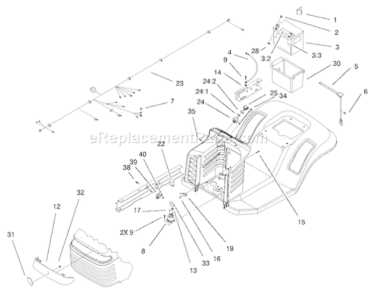Electrical Assembly Diagram and Parts List for 71301 210000001-210999999 - 2001 Toro Lawn Tractor