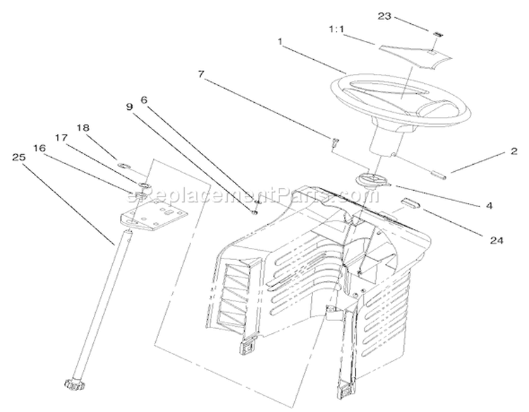 Fixed Steering Assembly Diagram and Parts List for 71301 210000001-210999999 - 2001 Toro Lawn Tractor