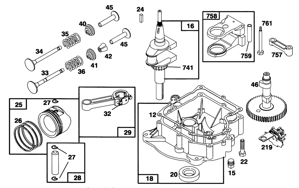 Engine Briggs & Stratton Model 283707-0160-01 Diagram and Parts List for 70141 59000001 - 59999999 Toro Lawn Tractor