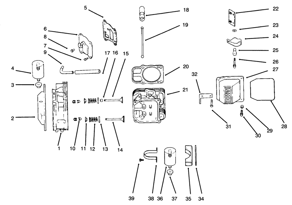 Head/Valve/Breather Diagram and Parts List for 30191 590001 - 599999 Toro Lawn Tractor Accessories