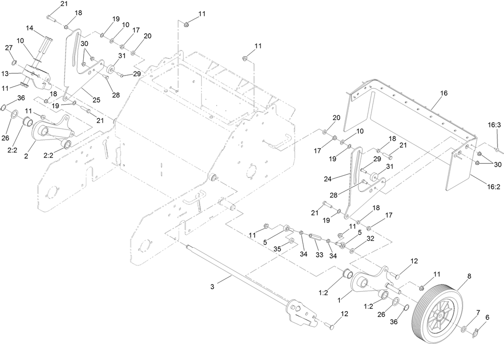 Height Adjustment Assembly Diagram and Parts List for 33515 406000000 - 999999999 Toro Aerator