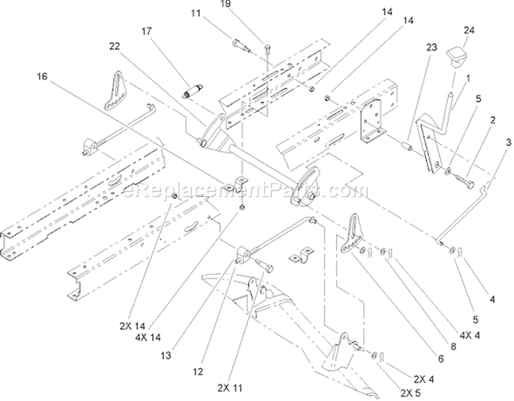 Height-of-Cut Component Assembly Diagram and Parts List for 71427 250000001-250999999 - 2005 Toro Lawn Tractor