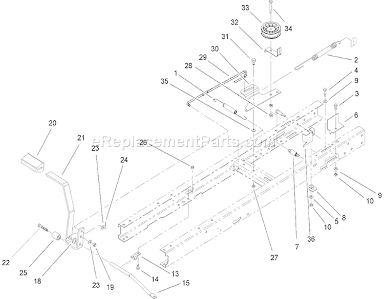 Traction Clutching Assembly Diagram and Parts List for 71427 250000001-250999999 - 2005 Toro Lawn Tractor