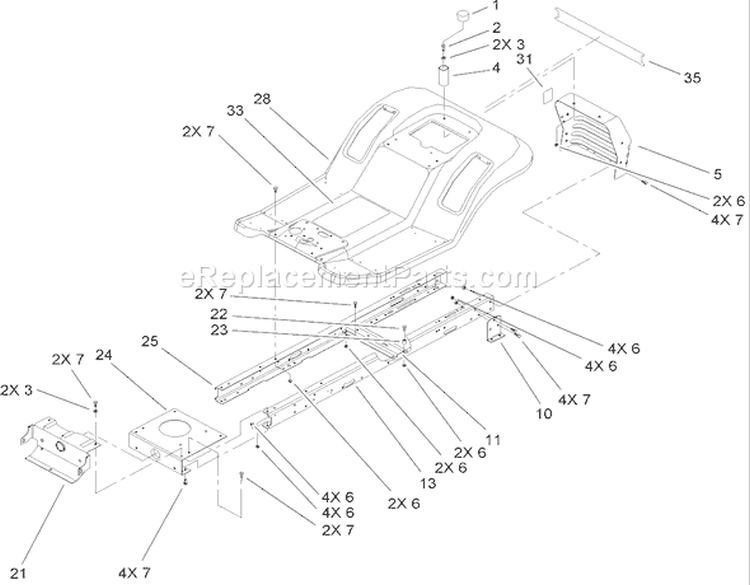 Frame and Body Assembly Diagram and Parts List for 71428 250000001-250999999 - 2005 Toro Lawn Tractor