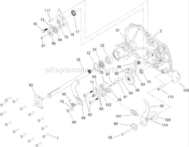 Side Housing and Bearing Assembly Transaxle No. 104-1760 Diagram and Parts List for 71283 230000001-230999999 - 2003 Toro Lawn Tractor
