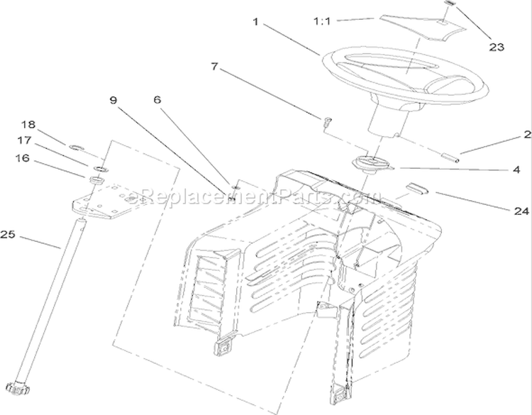 Fixed Steering Assembly Diagram and Parts List for 71427 250000001-250999999 - 2005 Toro Lawn Tractor