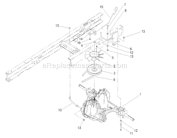 Transaxle Component Assembly Diagram and Parts List for 71286 260000001-260999999 - 2006 Toro Lawn Tractor
