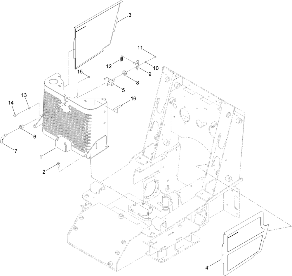 Grill Assembly Diagram and Parts List for 22324 407960000 - 409359999 Toro Lawn Tractor Accessories