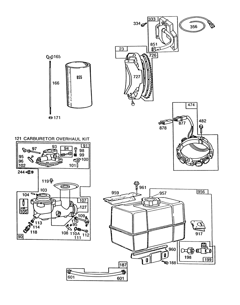 Engine Briggs & Stratton Model No. 252416 Type 0749-01 (Model 38565) Diagram and Parts List for 38565 8000001 - 8999999 Toro Snow Blower