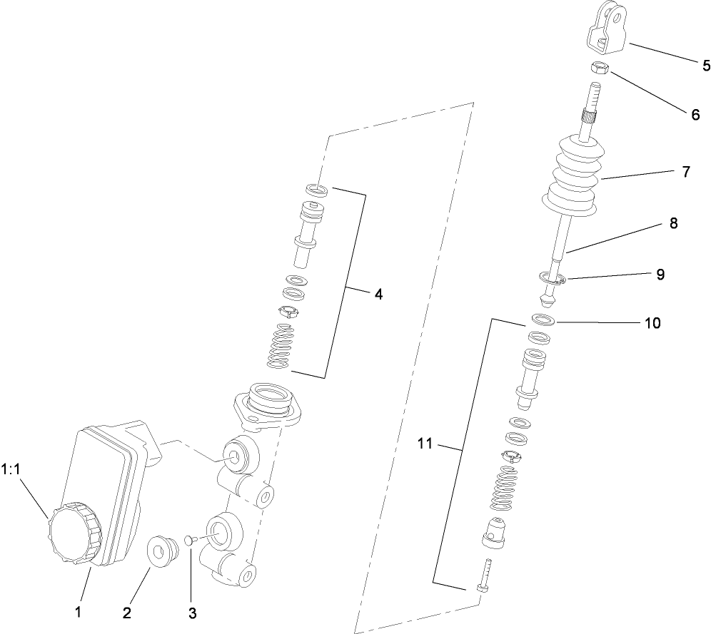 Master Cylinder Assembly No. 104-6782 Diagram and Parts List for 12004TC 280000001 - 280999999 Toro Lawn Tractor