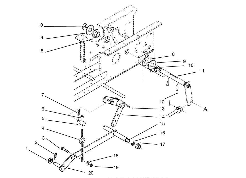 Hydrostatic Lift Linkage Diagram and Parts List for 73501 59000412 - 59002868 Toro Lawn Tractor