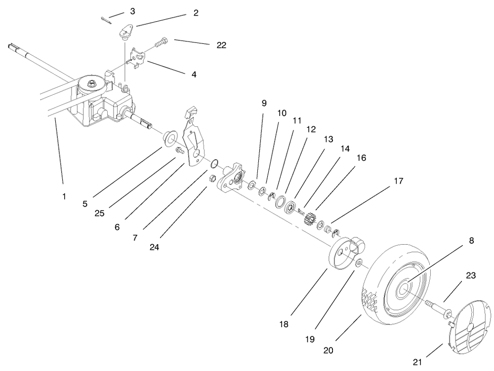 Rear Axle Assembly Diagram and Parts List for 20476 6900001 - 6999999 Toro Lawn Mower