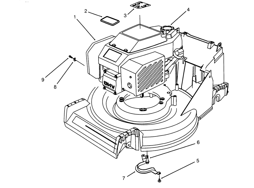 Engine Assembly Diagram and Parts List for 26631BC 5900001 - 5999999 Toro Lawn Mower