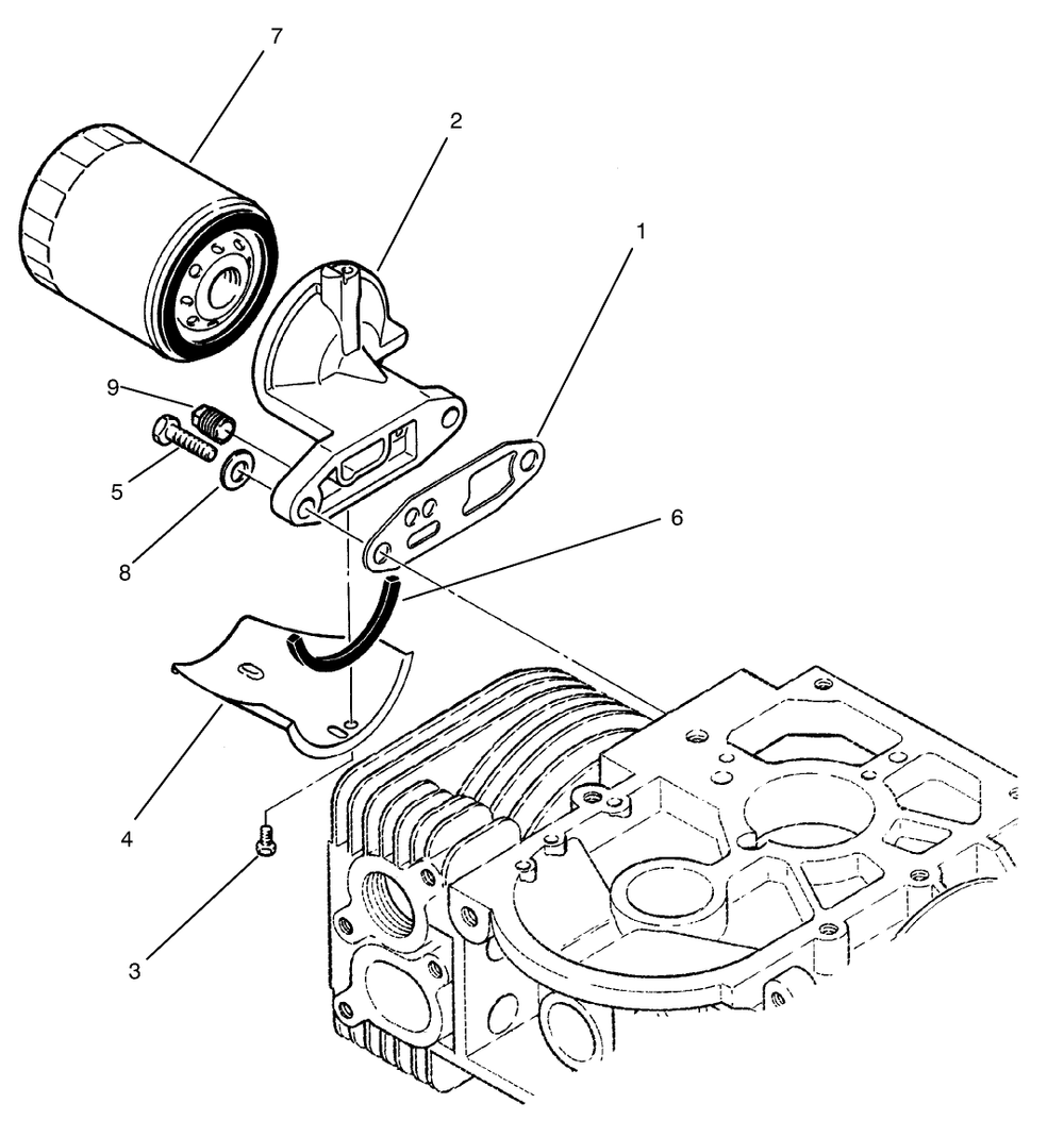 Oil Filter Assembly Diagram and Parts List for 74021 490001 - 499999 Toro Lawn Tractor