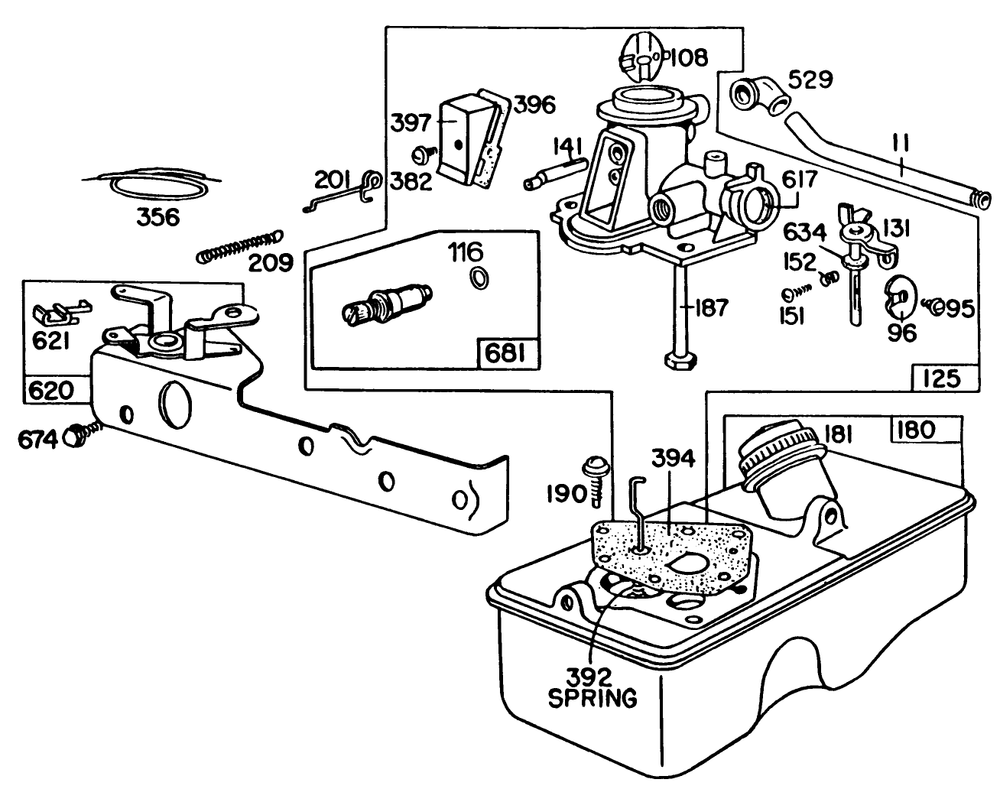 Engine Briggs & Stratton Model No. 93508-0196-01 Diagram and Parts List for 20698 2000001 - 2999999 Toro Lawn Mower