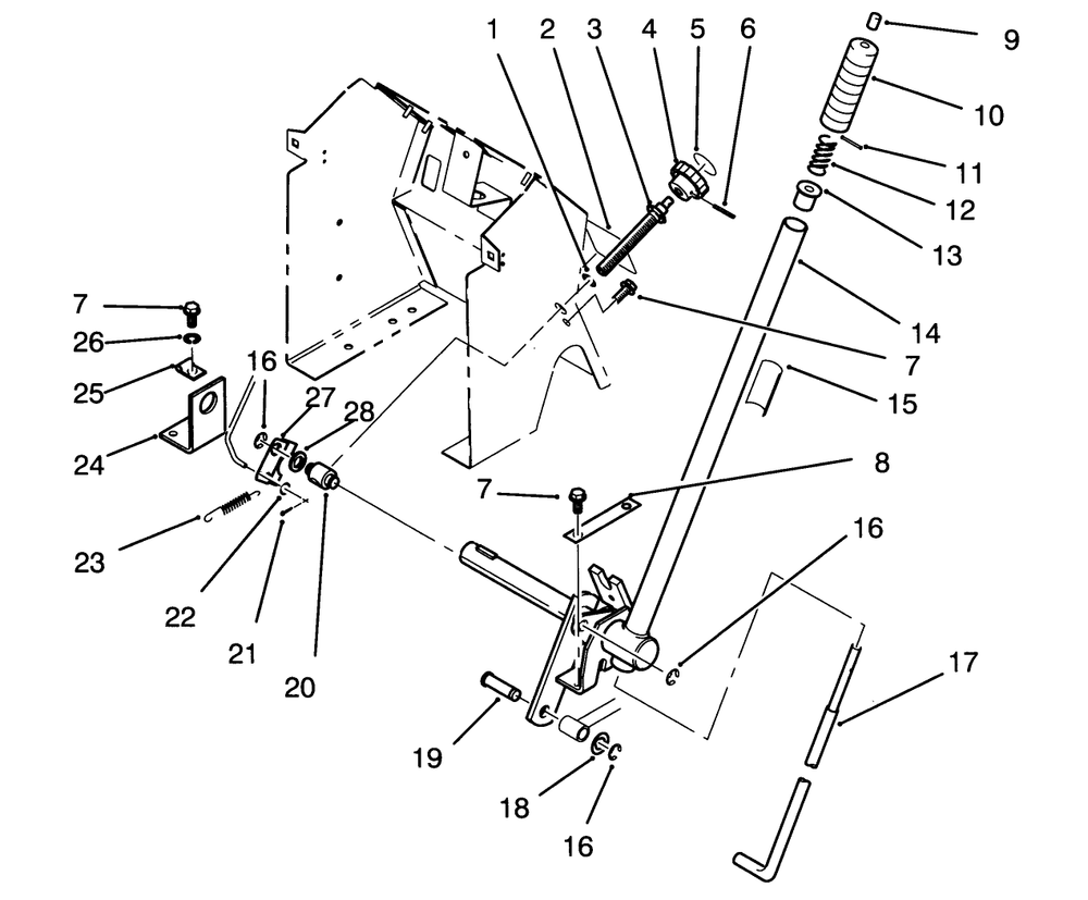 Lift Bar Linkage Assembly Diagram and Parts List for 72040 3900001 - 3999999 Toro Lawn Tractor