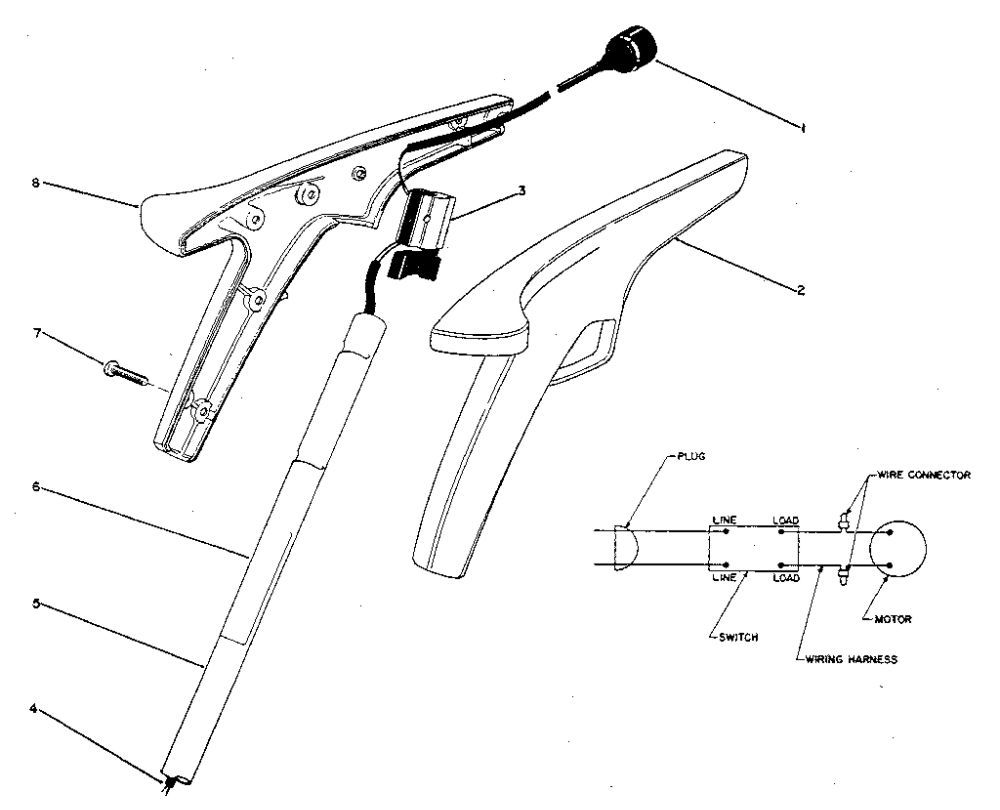 Handle Assembly Diagram and Parts List for 910  Toro Trimmer