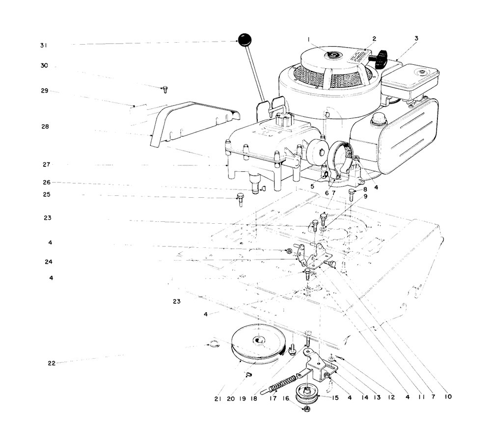 Engine Assembly Diagram and Parts List for 56000 2000001 - 2999999 Toro Lawn Tractor