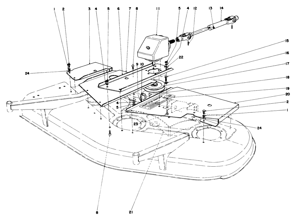 Deck Covers And Gear Box Diagram and Parts List for 30545 90001 - 99999 Toro Lawn Mower