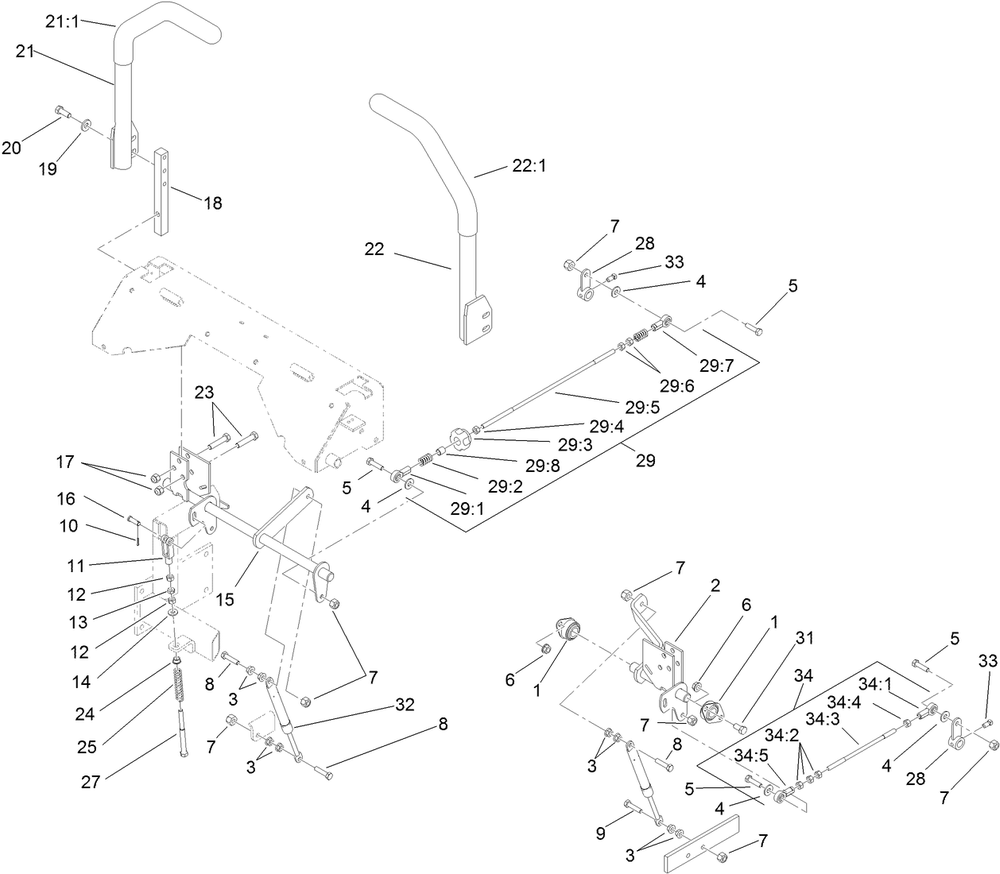 Hydro Control Assembly Diagram and Parts List for 72267 410000000-999999999 Toro Lawn Mower