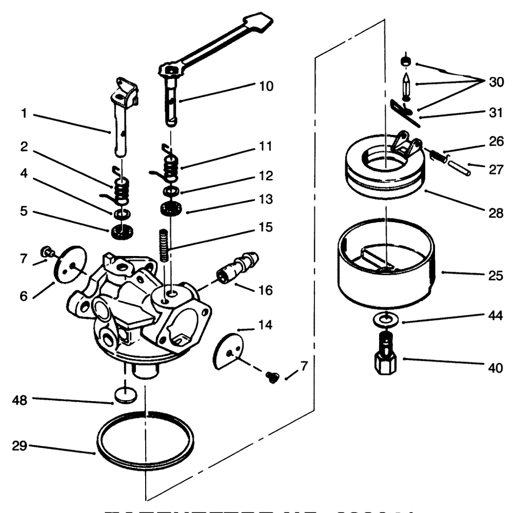 Carburetor No. 632641 Diagram and Parts List for 38196 5900001 - 5999999 Toro Snow Blower